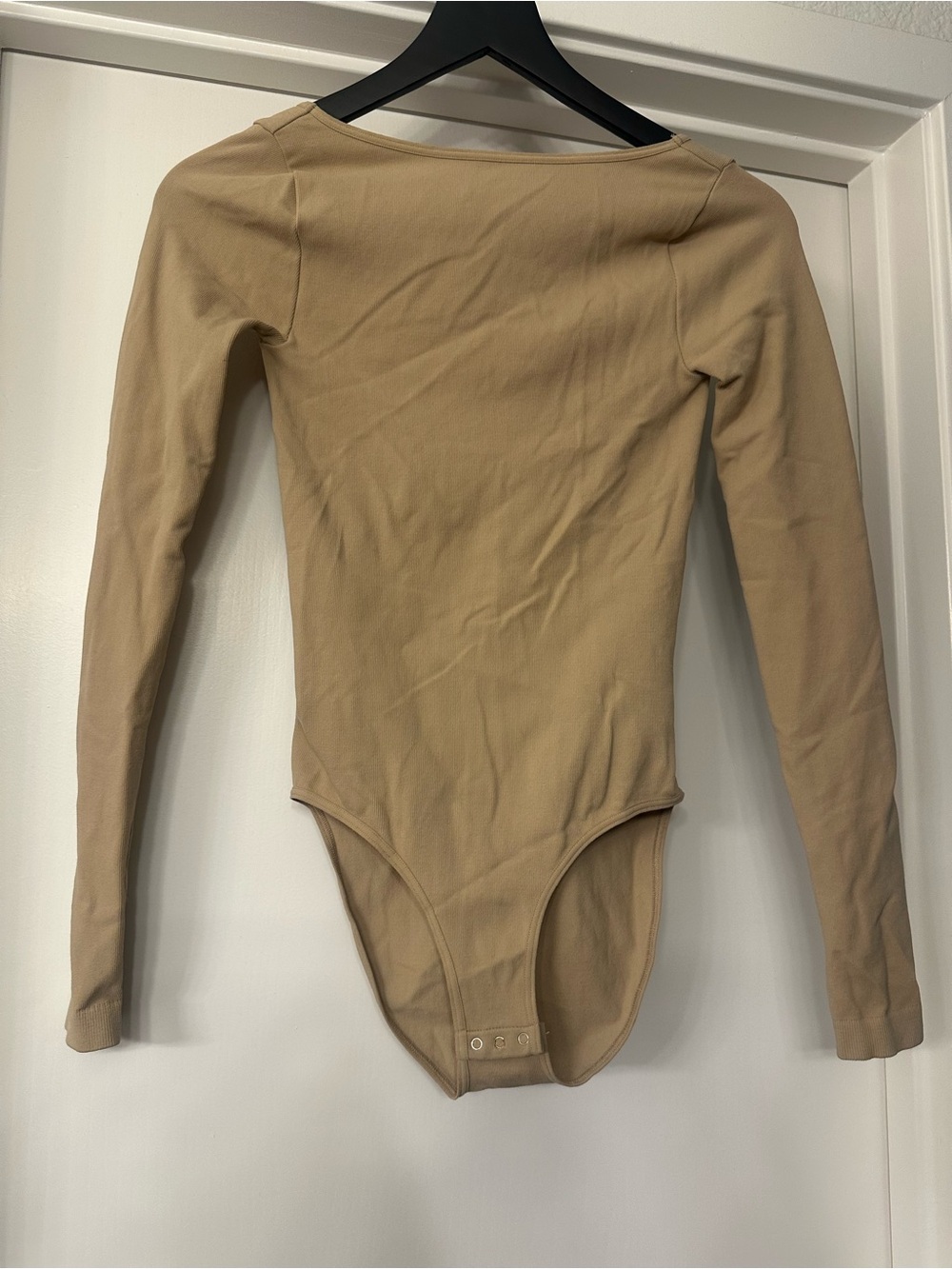 Free People Long Sleeve One-Piece Bodysuit in Beige
